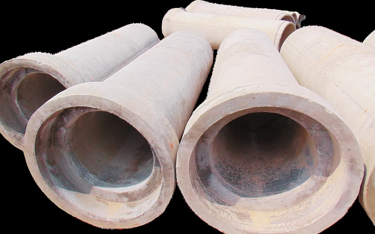 Stacked RCC concrete pipes at the KS Concrete Products yard